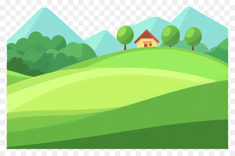 Colline D'herbe，Maison Sur Colline PNG