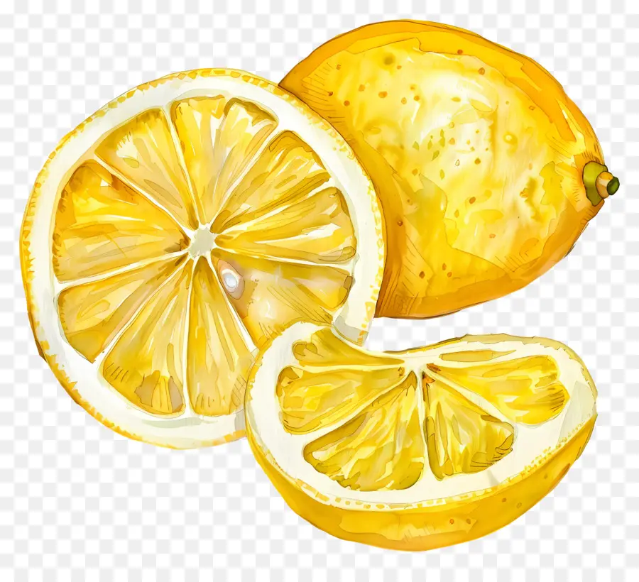 Aquarelle Citron，Tranche De Citron PNG