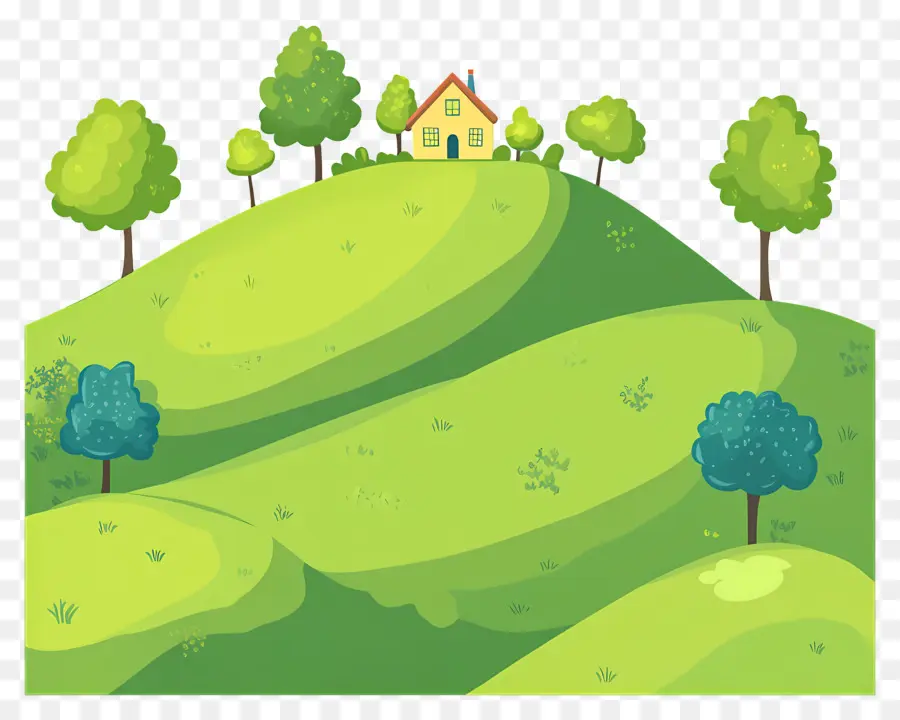 Colline D'herbe，Maison Sur Colline PNG