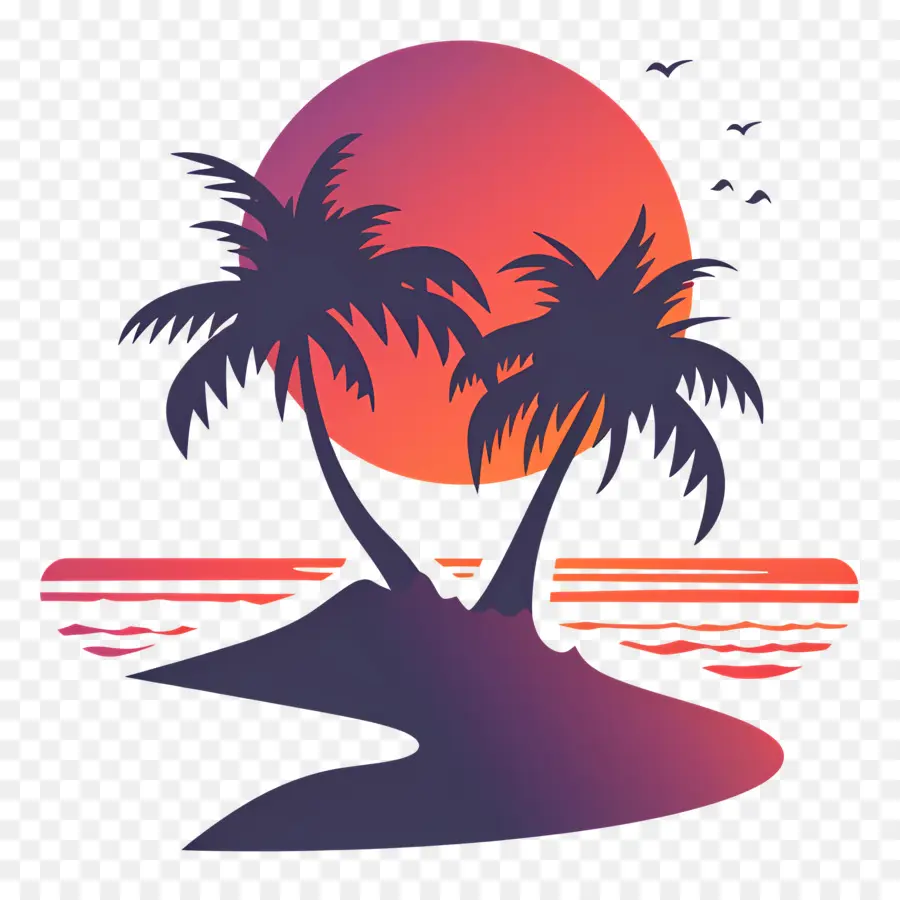 Logo De Plage，Palmiers PNG