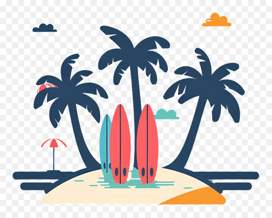 Logo De Plage，Planches De Surf PNG