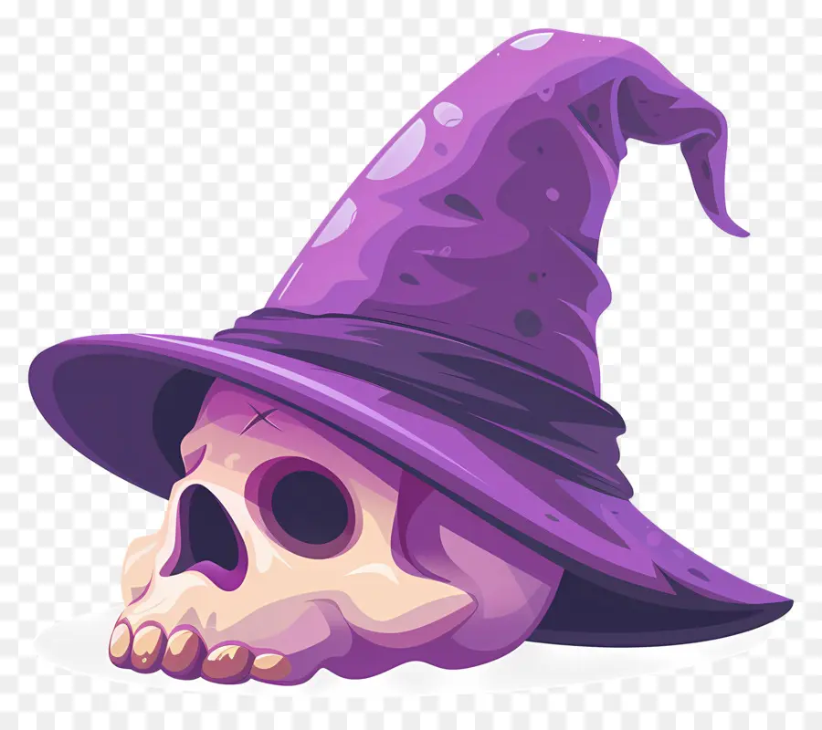 Casquette D'halloween，Crâne Avec Chapeau De Sorcière PNG