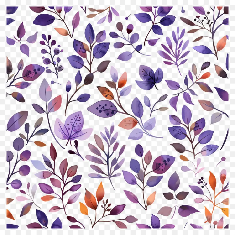 Modèle De Thanksgiving，Feuilles Violettes Et Oranges PNG