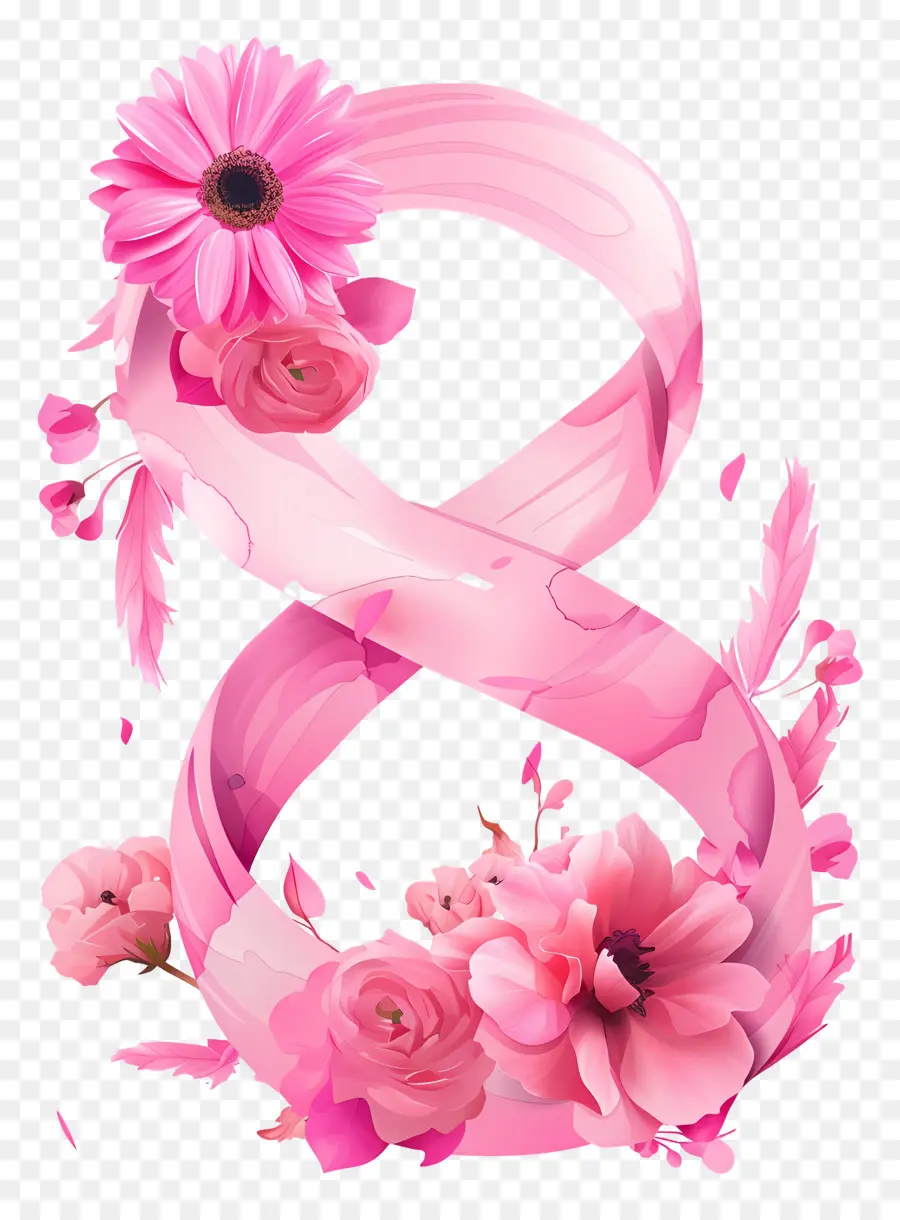 Ruban Rose，Fleurs PNG