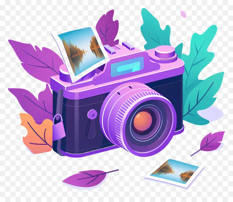 Caméra De Dessin Animé，Appareil Photo Violet PNG