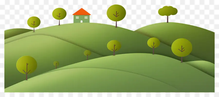 Colline D'herbe，Maison Sur Colline PNG