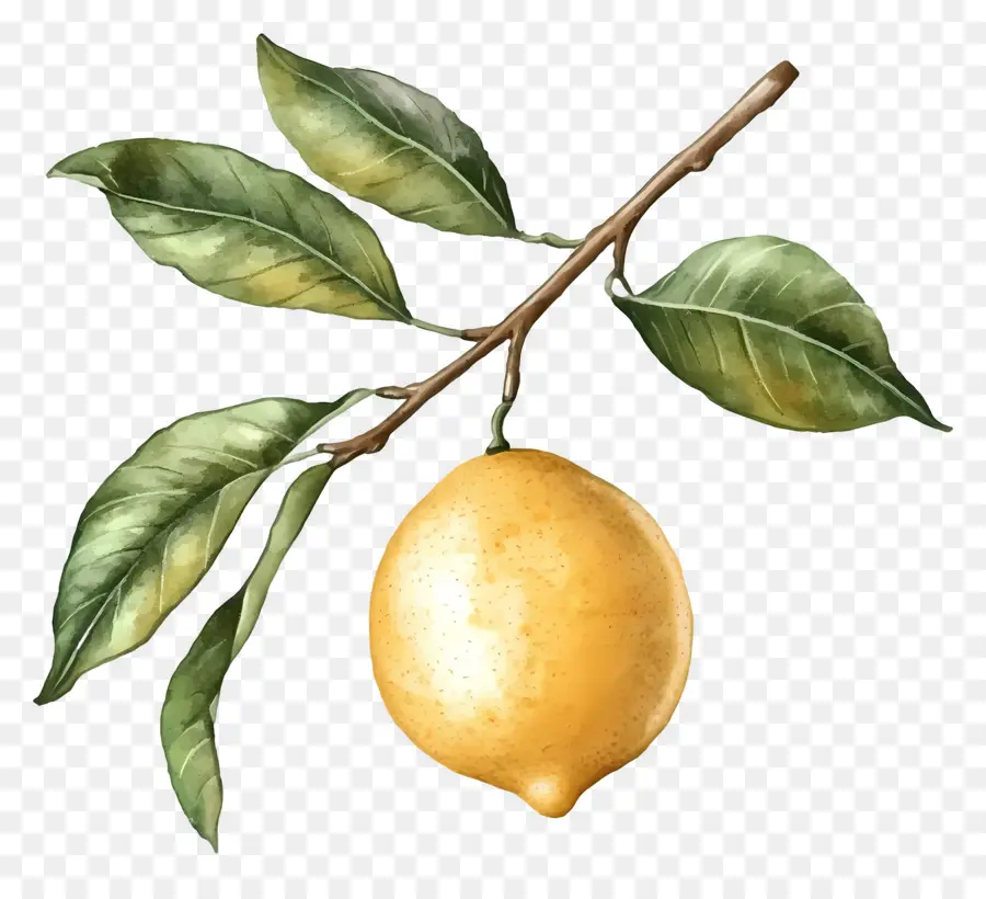 Aquarelle Citron，Un Seul Citron PNG