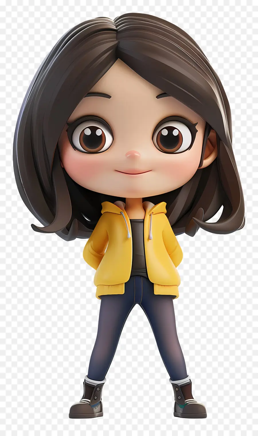 Fille Chibi，Fille En Veste Jaune PNG