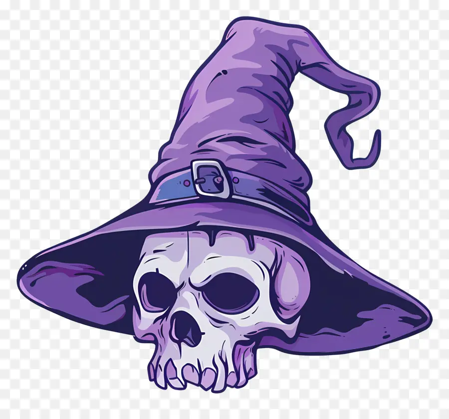 Casquette D'halloween，Crâne Avec Chapeau De Sorcière PNG