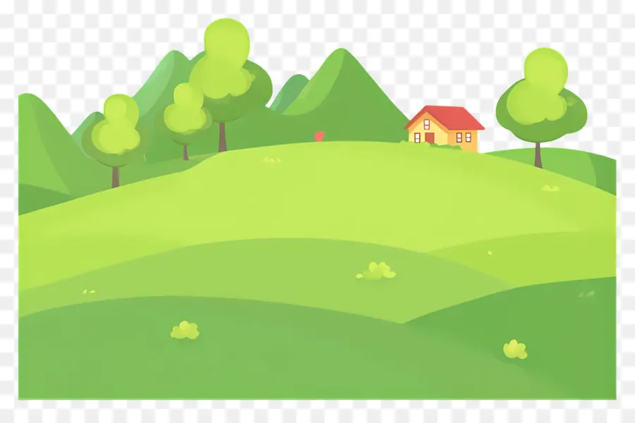 Colline D'herbe，Maison Sur Colline PNG