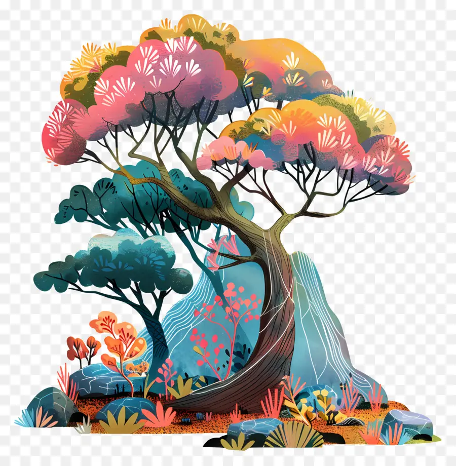 Arbre De Montagne，Arbre Coloré PNG