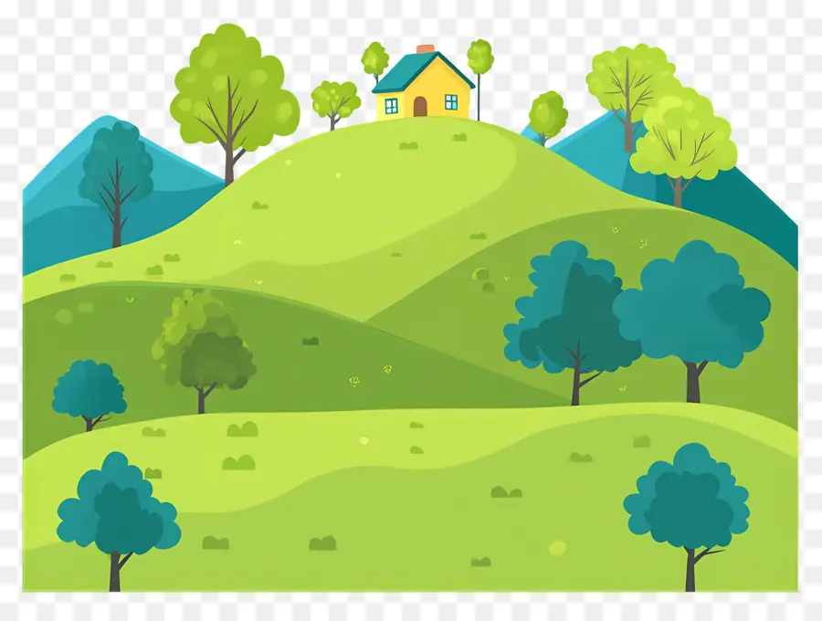 Colline D'herbe，Maison Sur Colline PNG