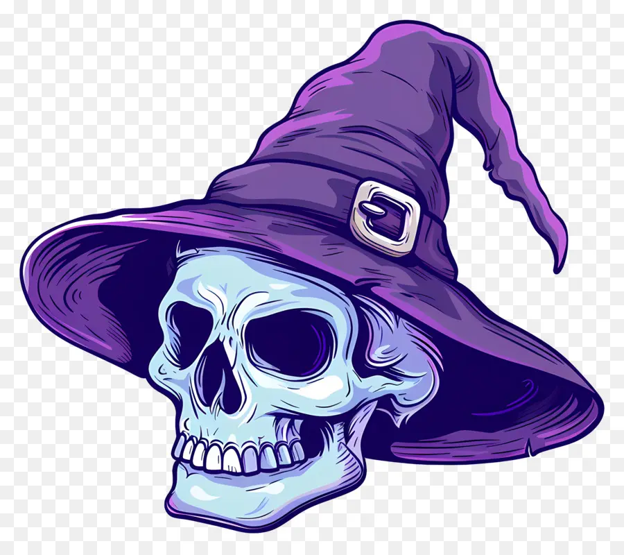 Casquette D'halloween，Crâne Avec Chapeau De Sorcière PNG