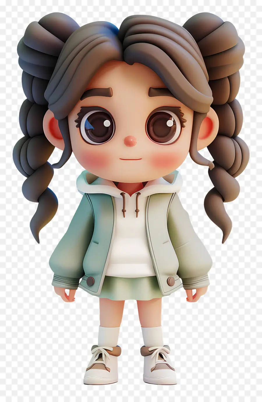 Fille Chibi，Fille Avec Des Nattes PNG