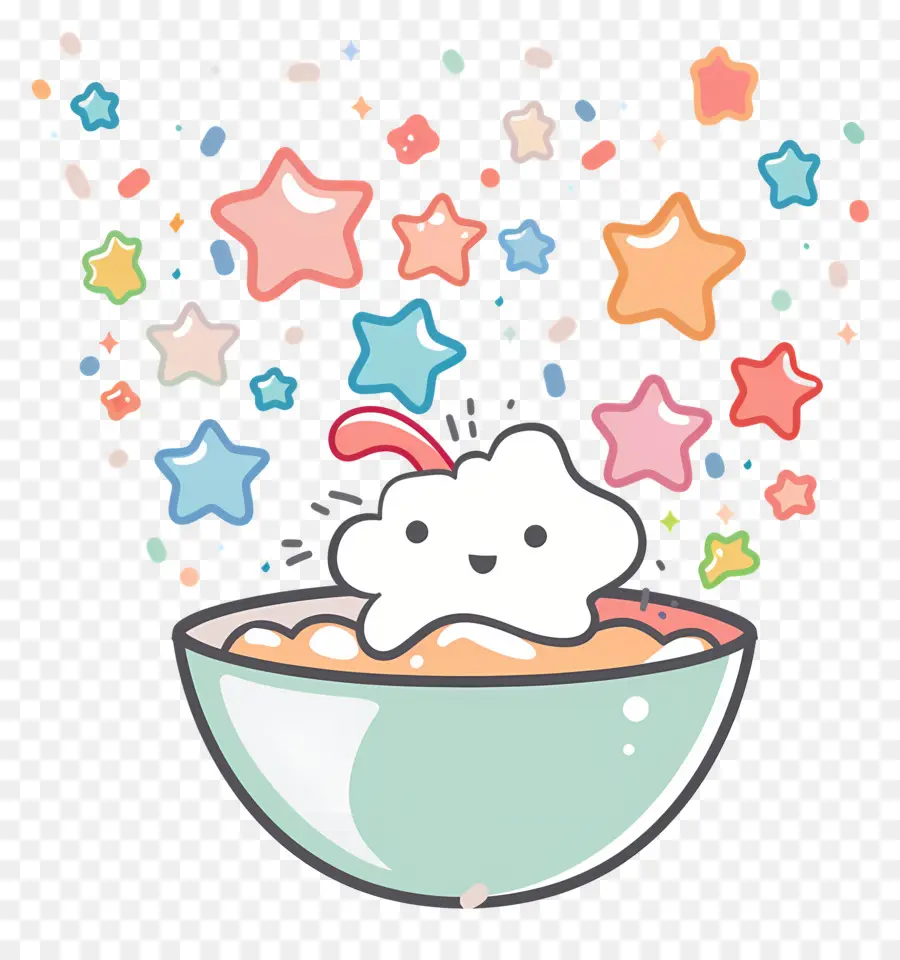 Bol De Céréales Kawaii，Bol Avec Des étoiles PNG