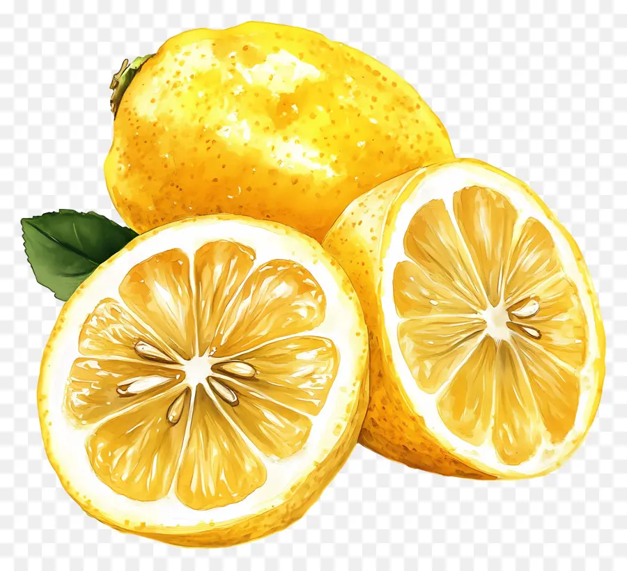 Aquarelle Citron，Citrons Jaunes PNG