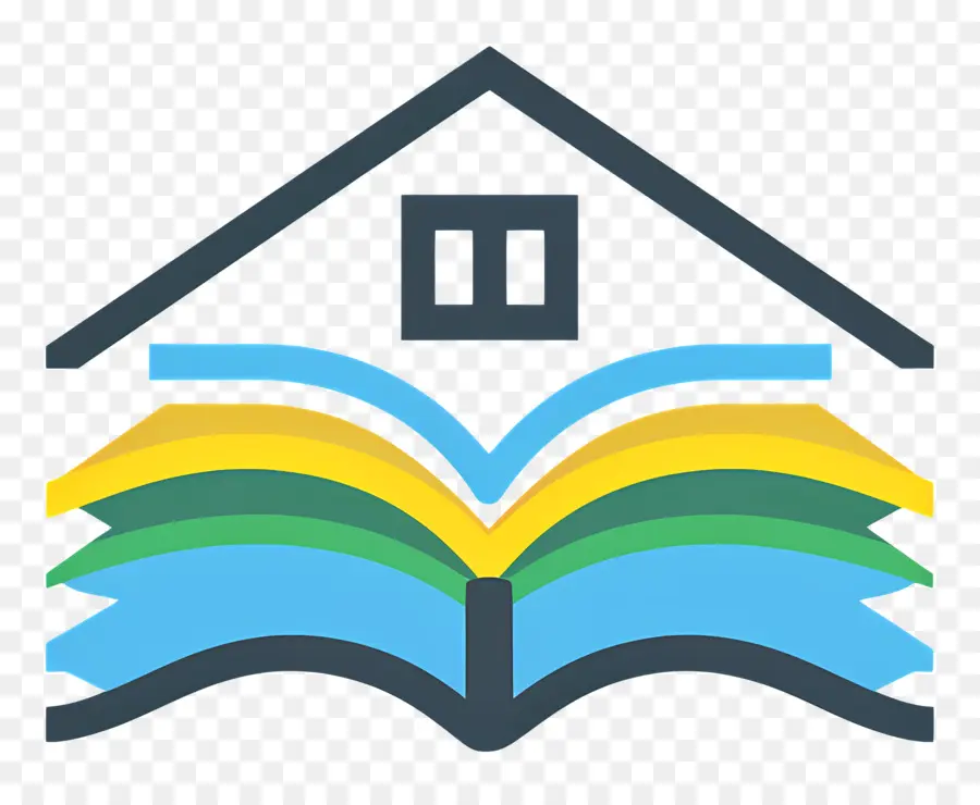 Logo Du Livre，Livre Ouvert Avec Maison PNG