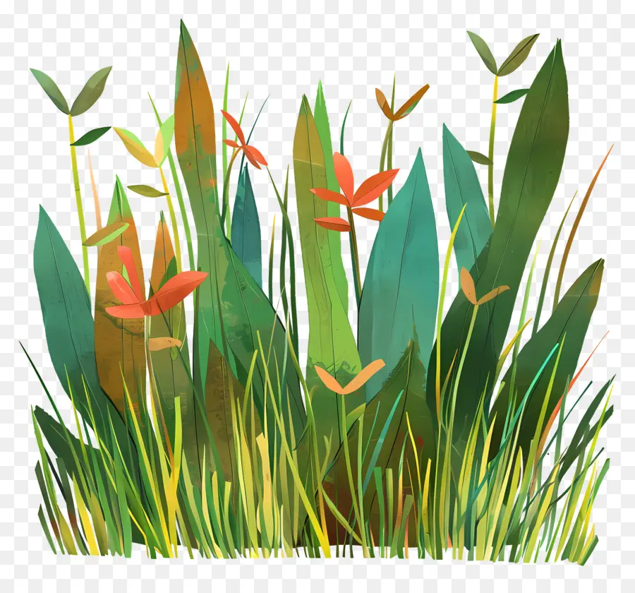 Sol En Herbe，Herbe Et Fleurs PNG