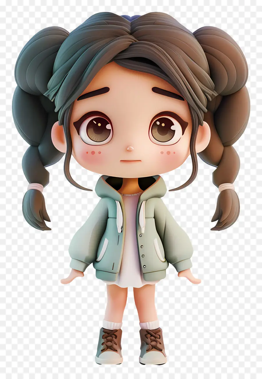 Fille Chibi，Fille Avec Des Nattes PNG