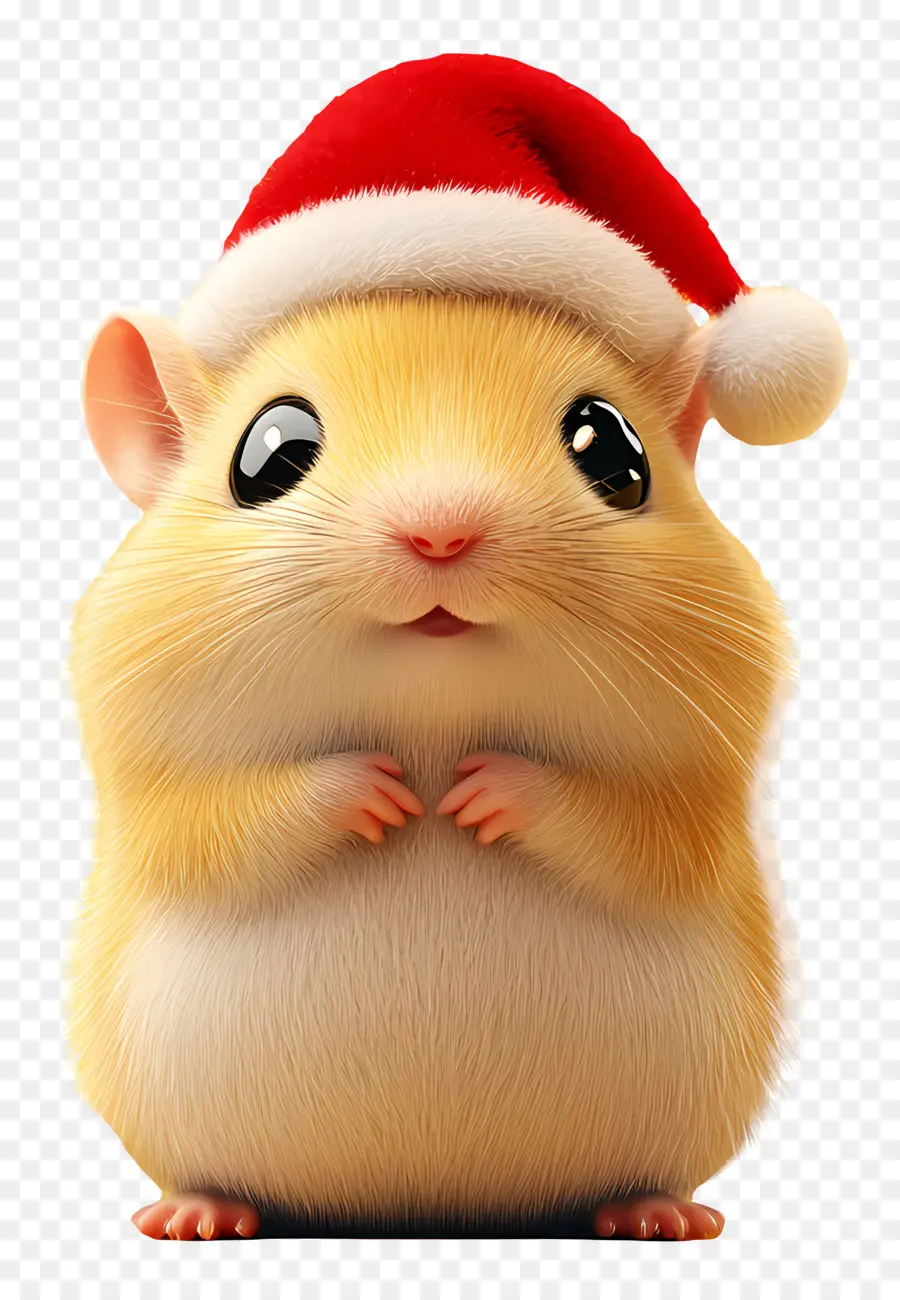 Hamster De Noël，Hamster Mignon Avec Chapeau De Père Noël PNG