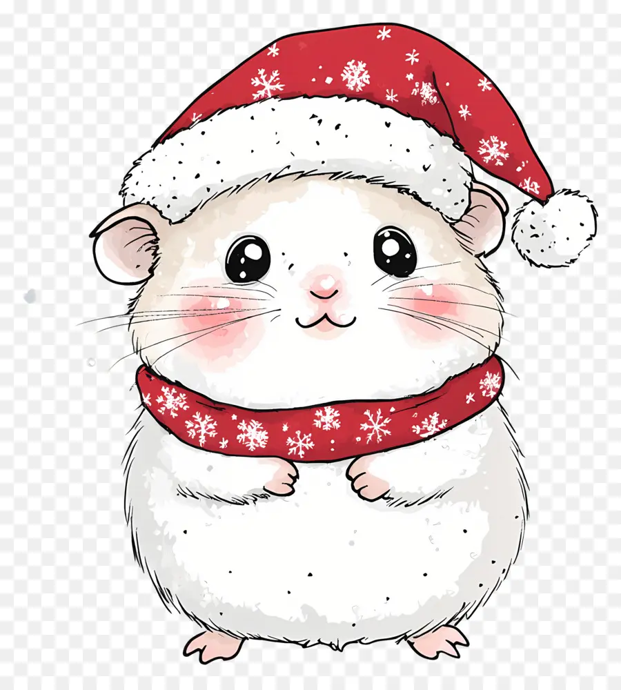 Hamster De Noël，Hamster Mignon Avec Chapeau De Père Noël PNG