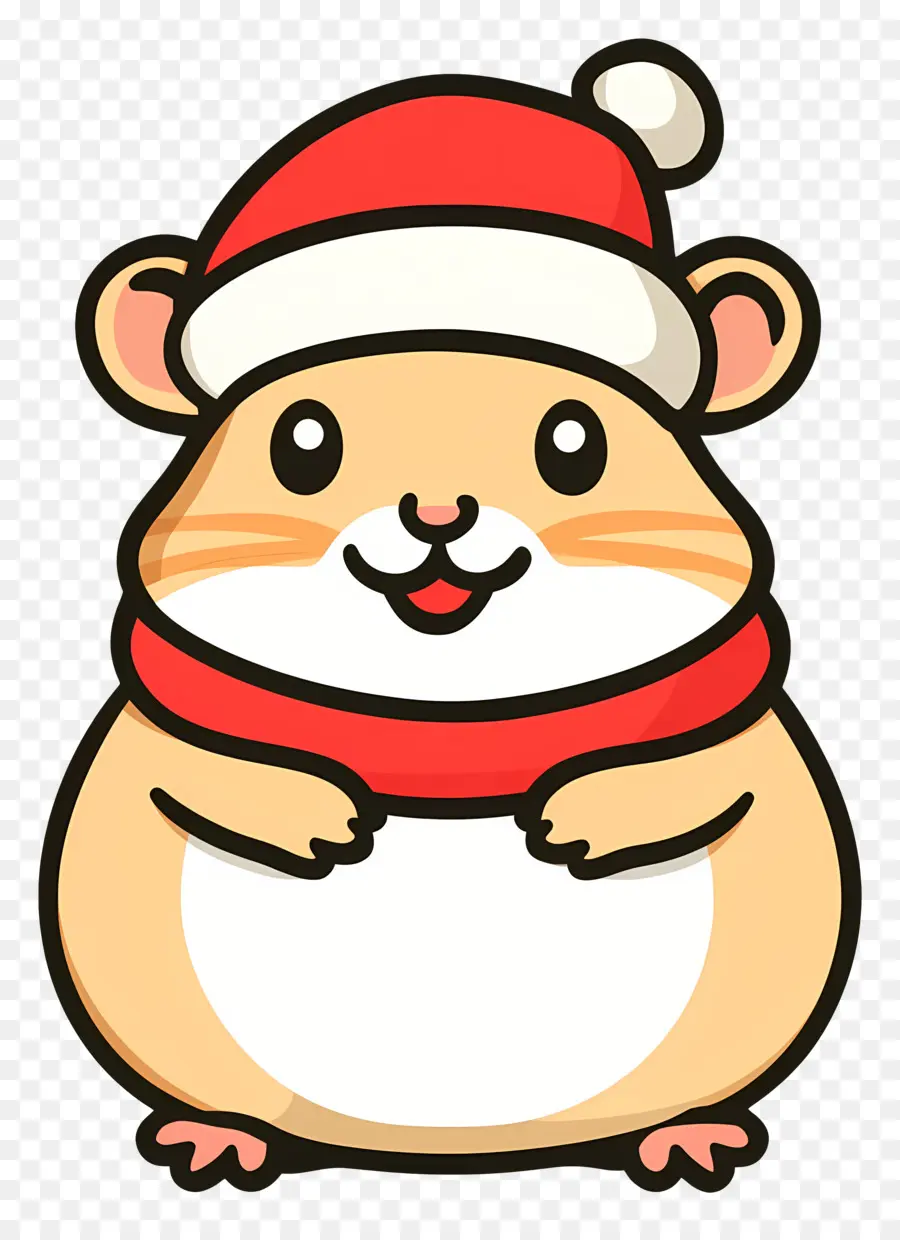 Hamster De Noël，Hamster De Dessin Animé Avec Bonnet De Noel PNG