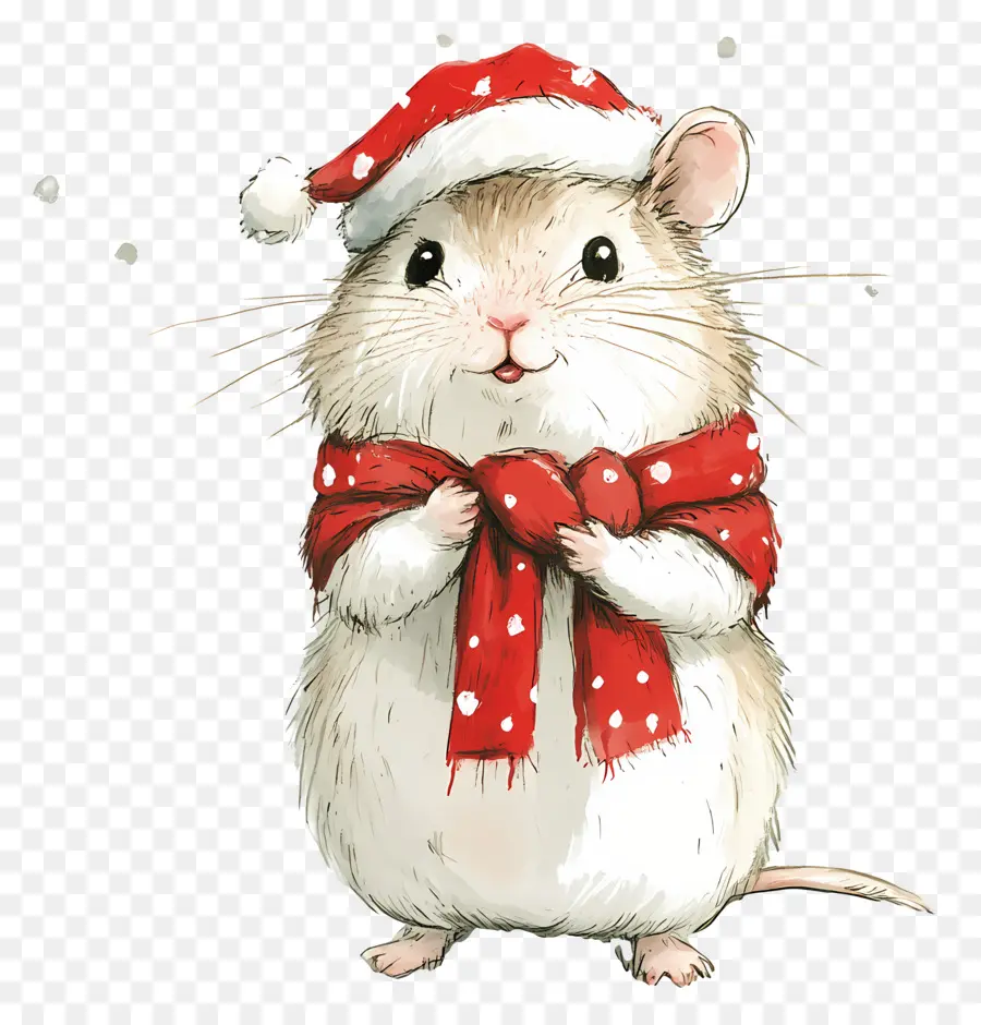 Hamster De Noël，Hamster Avec écharpe Rouge PNG