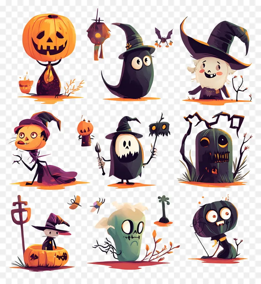 éléments D'halloween，Personnages D'halloween PNG