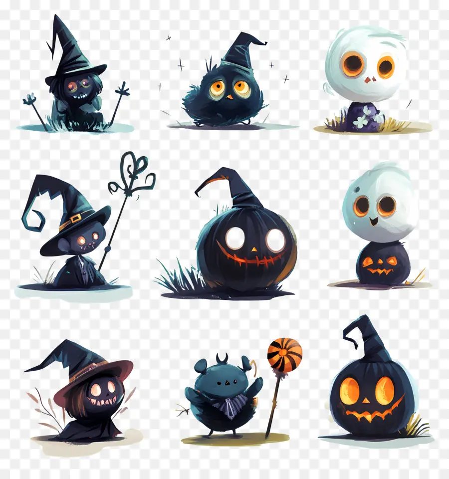 éléments D'halloween，Personnages Mignons D'halloween PNG