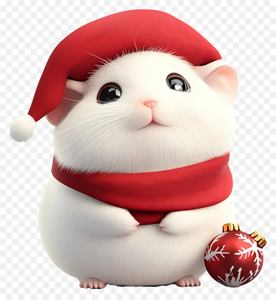 Hamster De Noël，Hamster Blanc Avec Bonnet De Noel PNG