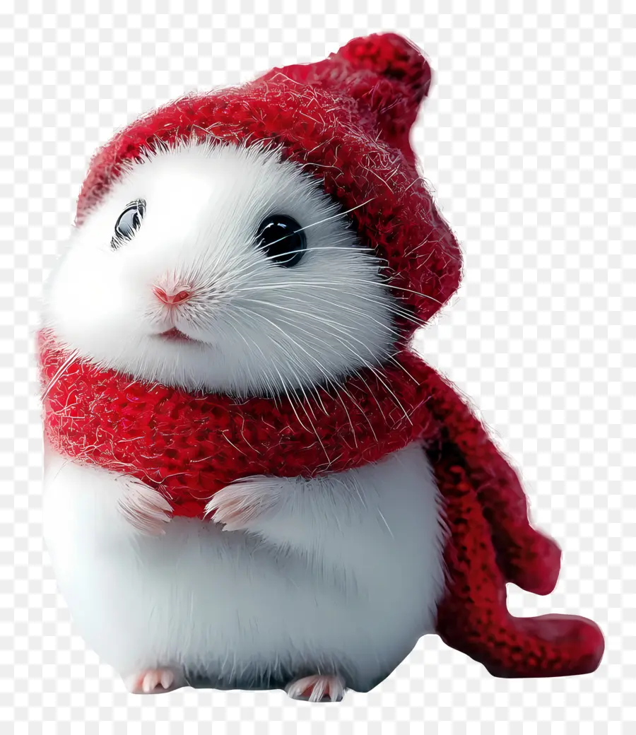 Hamster De Noël，Hamster Blanc En écharpe Rouge PNG