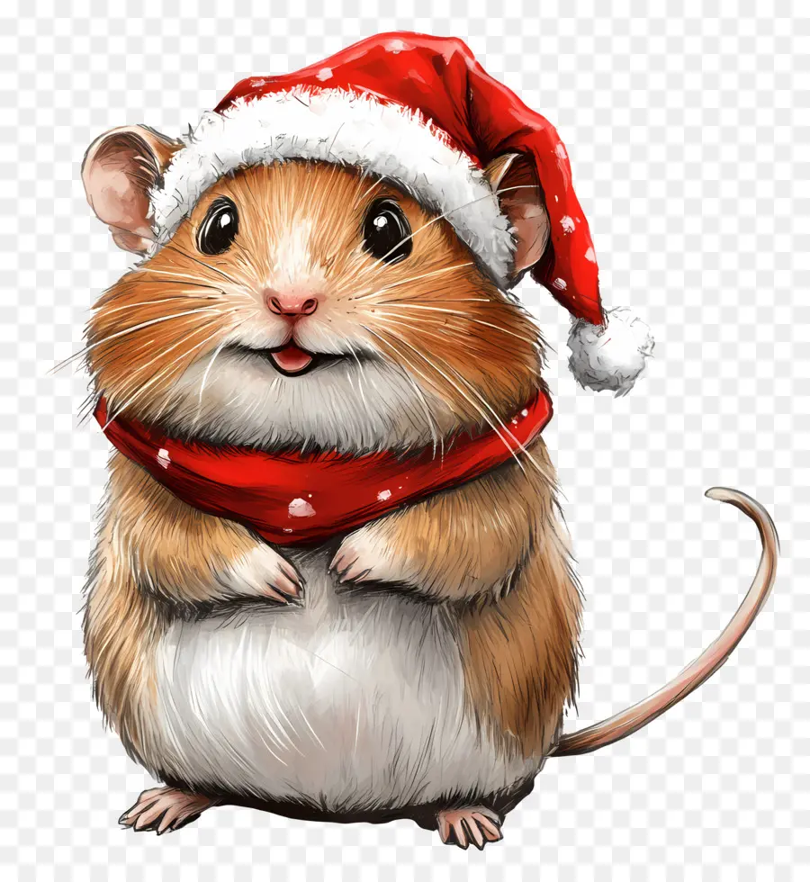 Hamster De Noël，Hamster Avec Chapeau De Père Noël PNG