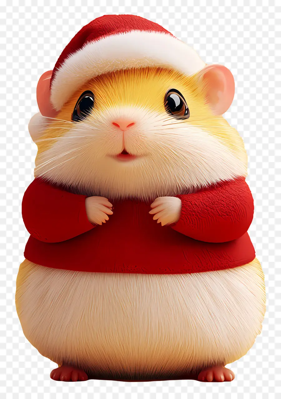 Hamster De Noël，Hamster En Tenue De Père Noël PNG