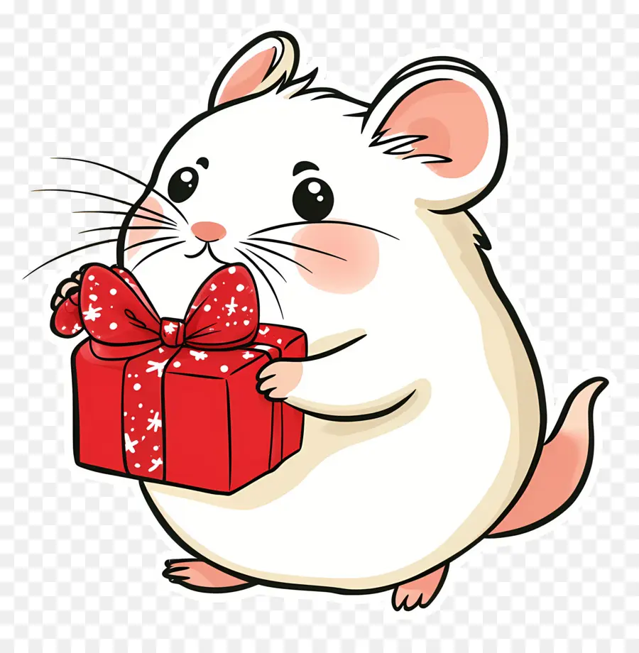 Hamster De Noël，Souris Avec Cadeau PNG