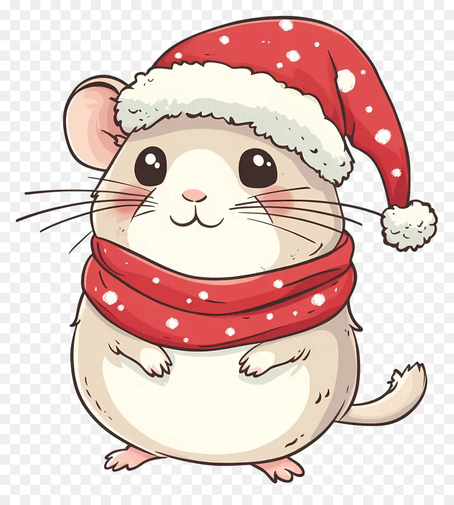 Hamster De Noël，Hamster De Dessin Animé Avec Bonnet De Noel PNG