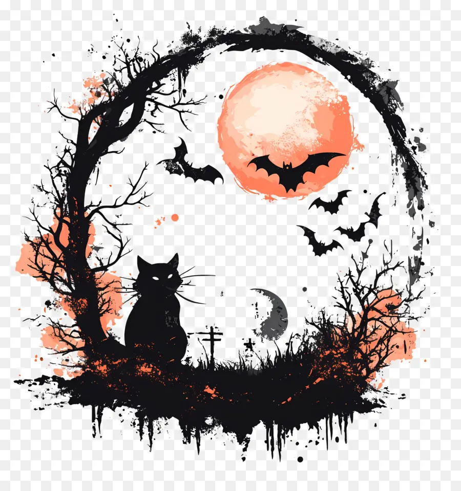 éléments D'halloween，Pleine Lune PNG