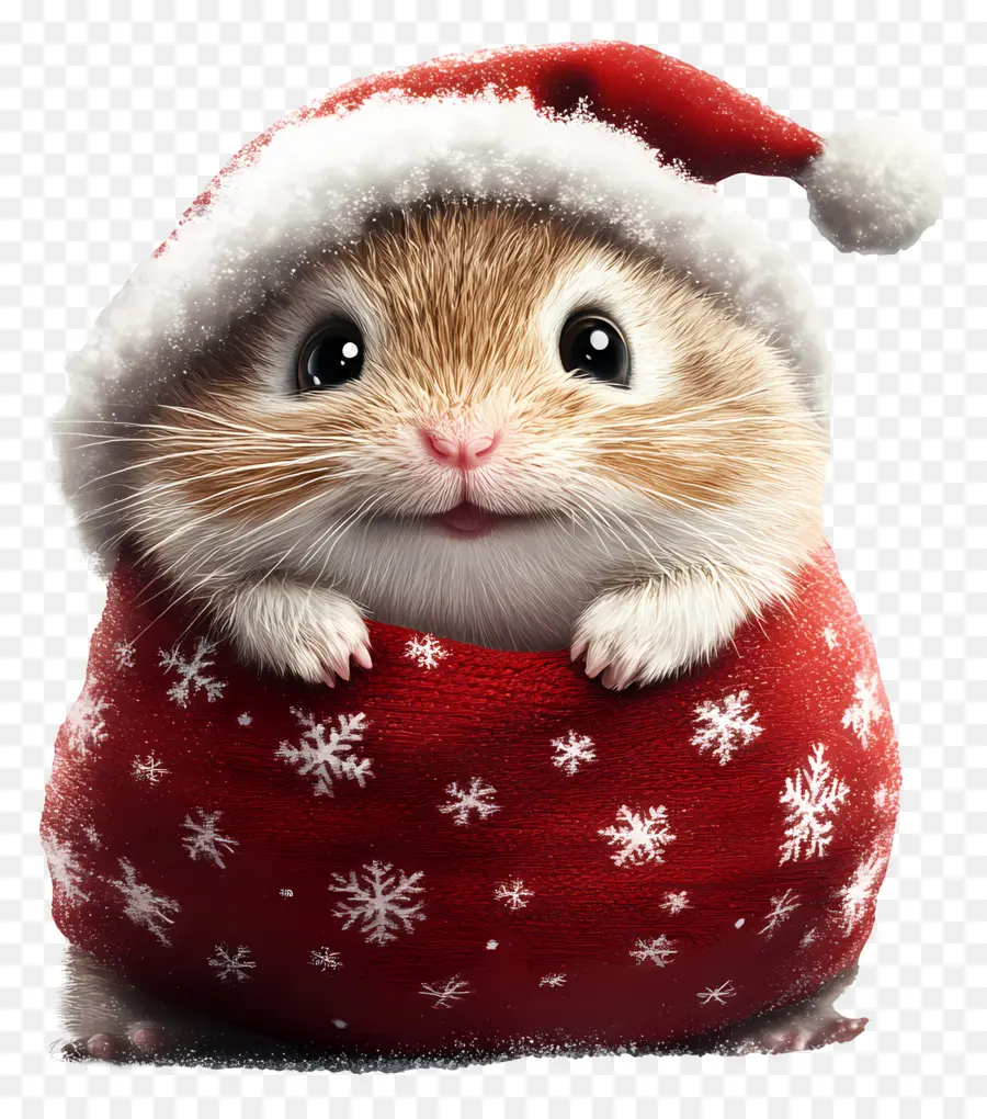 Hamster De Noël，Hamster En Bonnet De Noel PNG