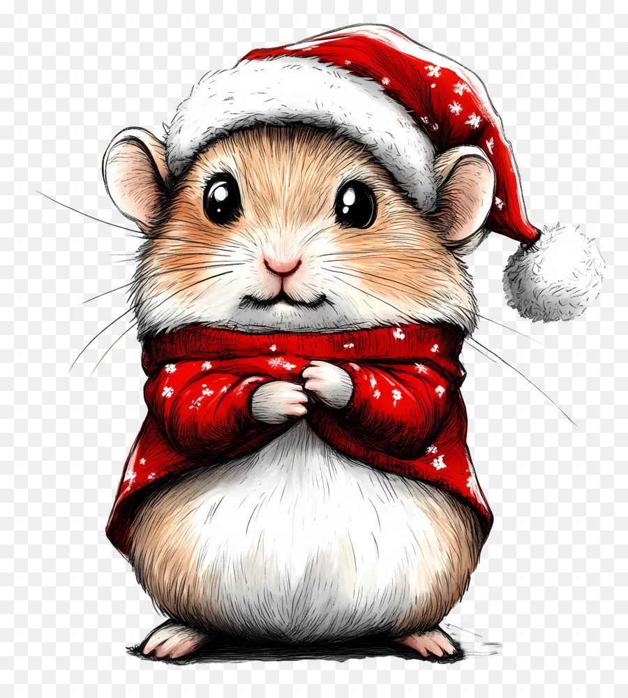 Hamster De Noël，Hamster Dans Le Chapeau De Père Noël PNG