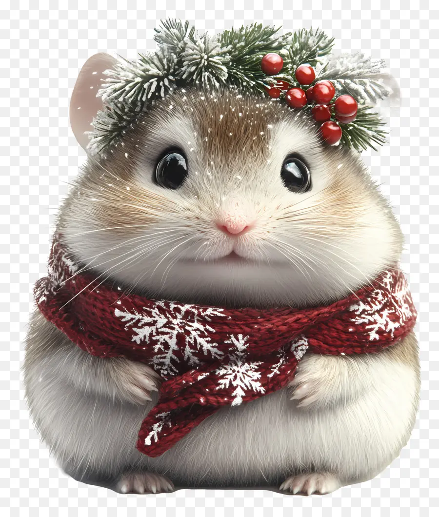 Hamster De Noël，Hamster Avec Couronne D'hiver PNG