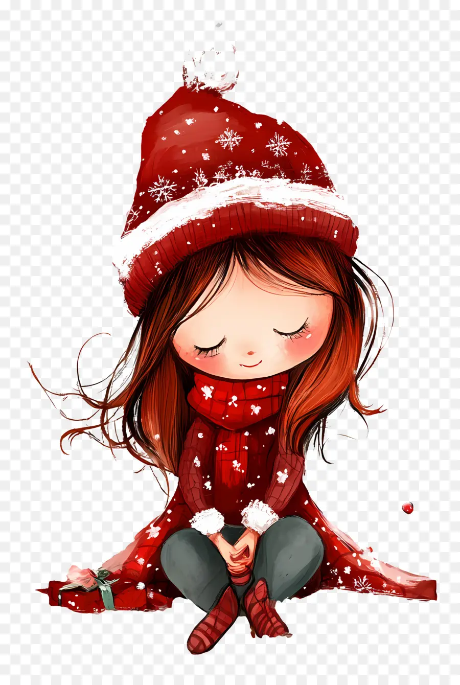 Noël Entre Filles，Fille Avec Bonnet De Noel PNG