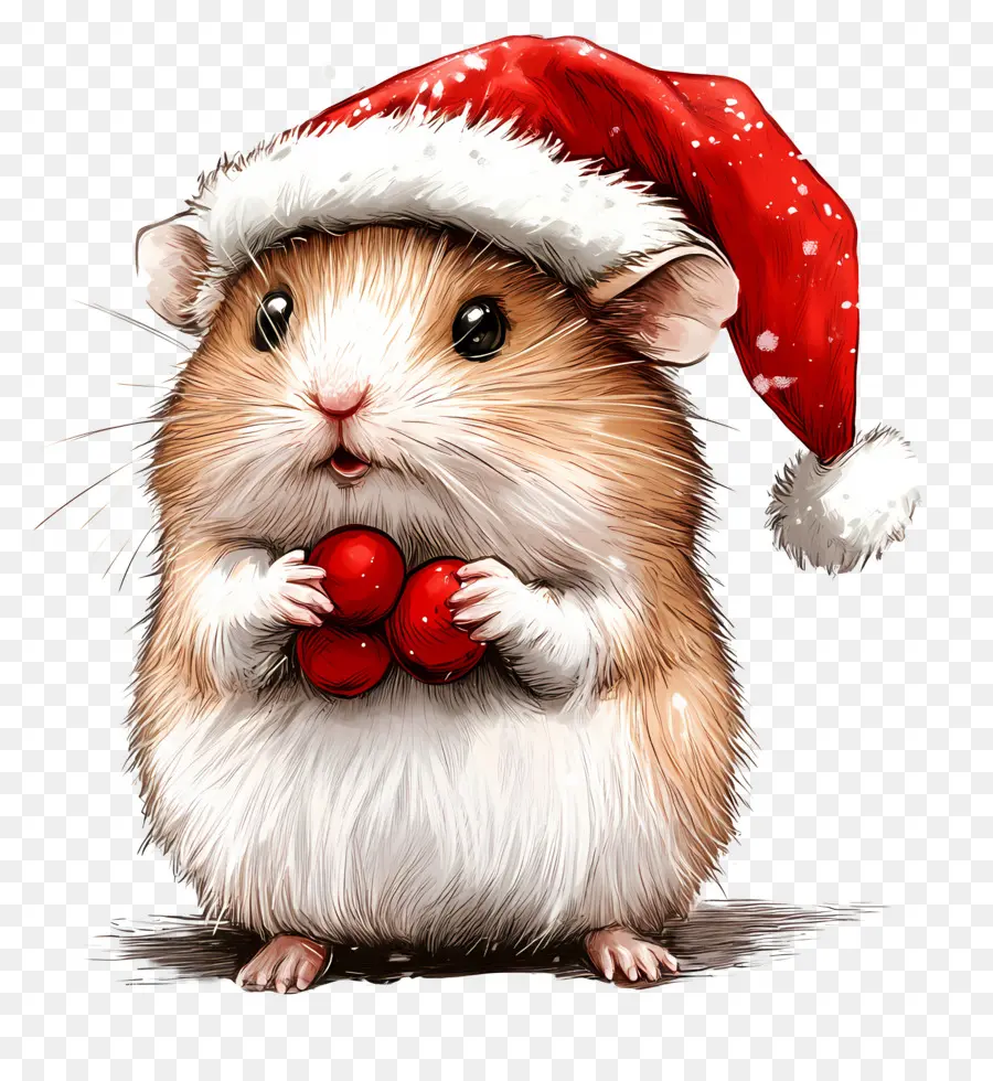 Hamster De Noël，Chapeau De Père Noël PNG