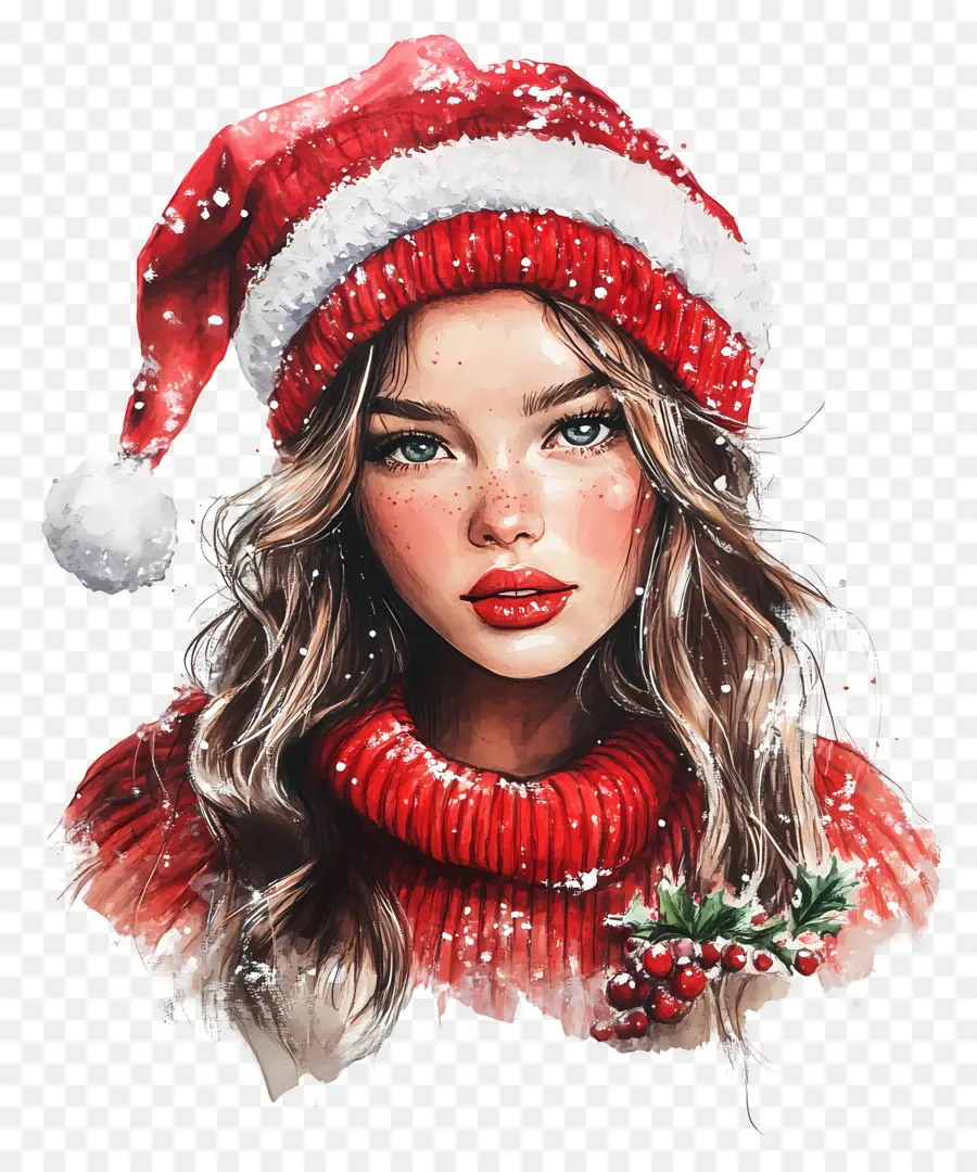 Noël Entre Filles，Fille Avec Bonnet De Noel PNG