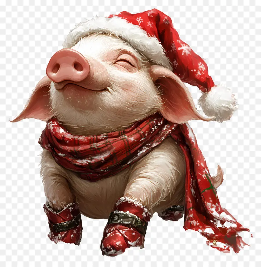 Cochon De Noël，Cochon Avec Bonnet De Noel PNG