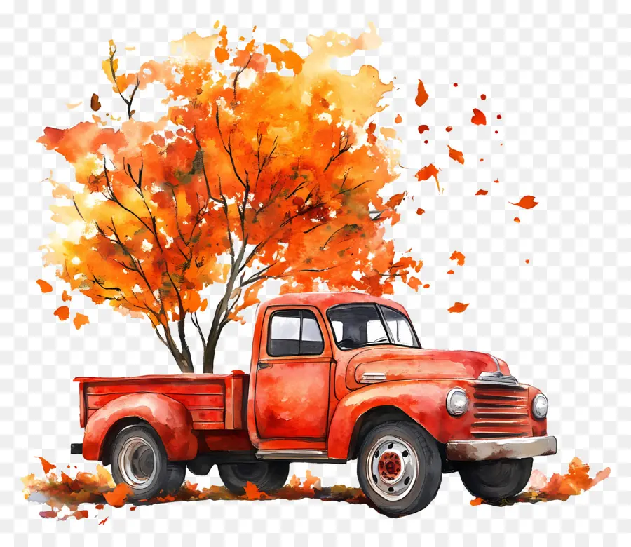 Camion D'automne，Camion Orange PNG