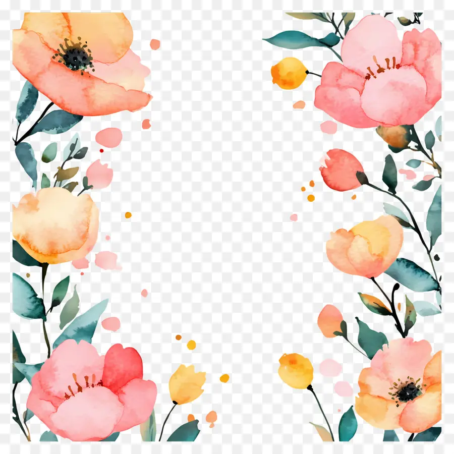 Bordure De Fleurs，Cadre Floral PNG