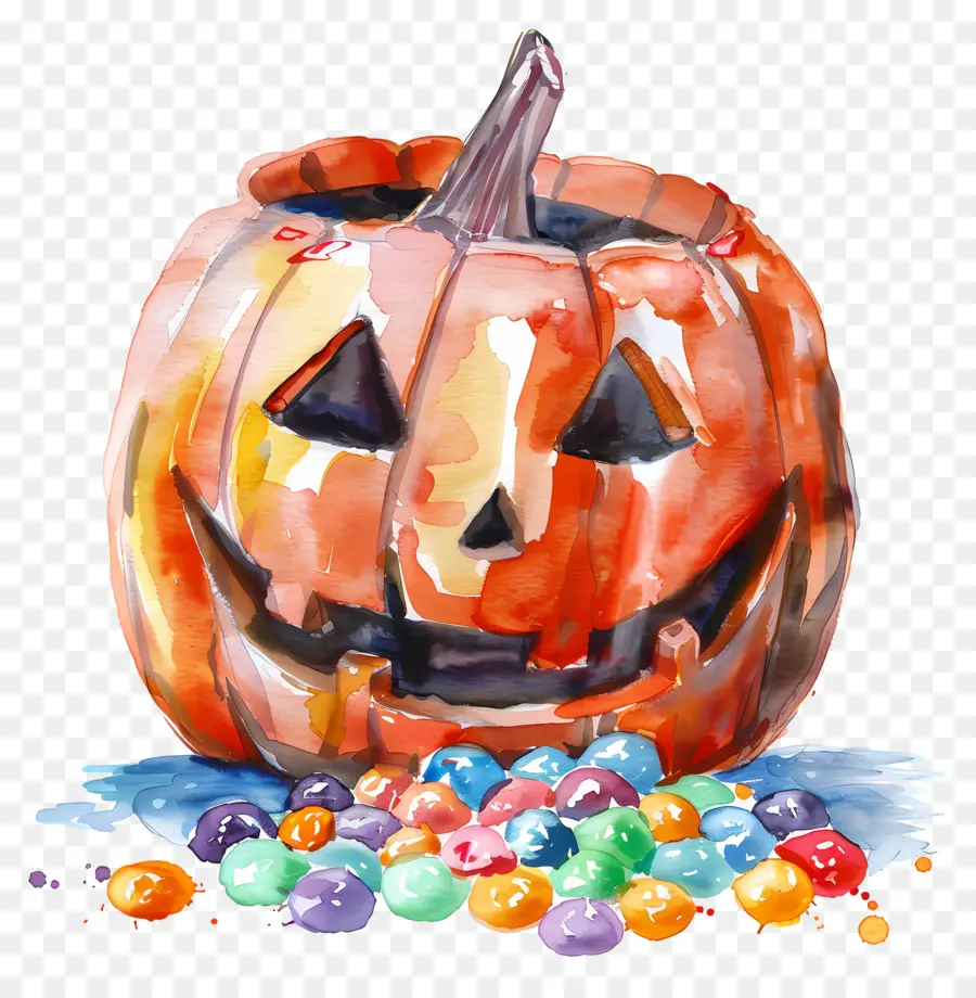 Panier D'halloween，Citrouille D'halloween Avec Des Bonbons PNG