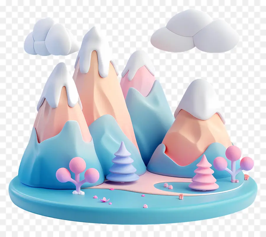 Montagne De Dessin Animé，Montagnes Pastel PNG