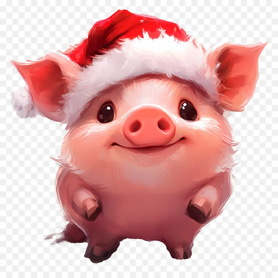 Cochon De Noël，Cochon Avec Chapeau De Père Noël PNG