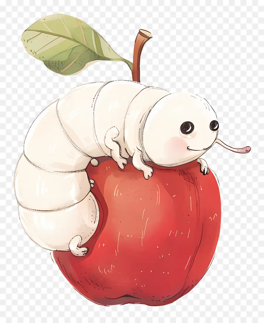 Pomme Avec Ver，Ver Blanc Sur Pomme PNG