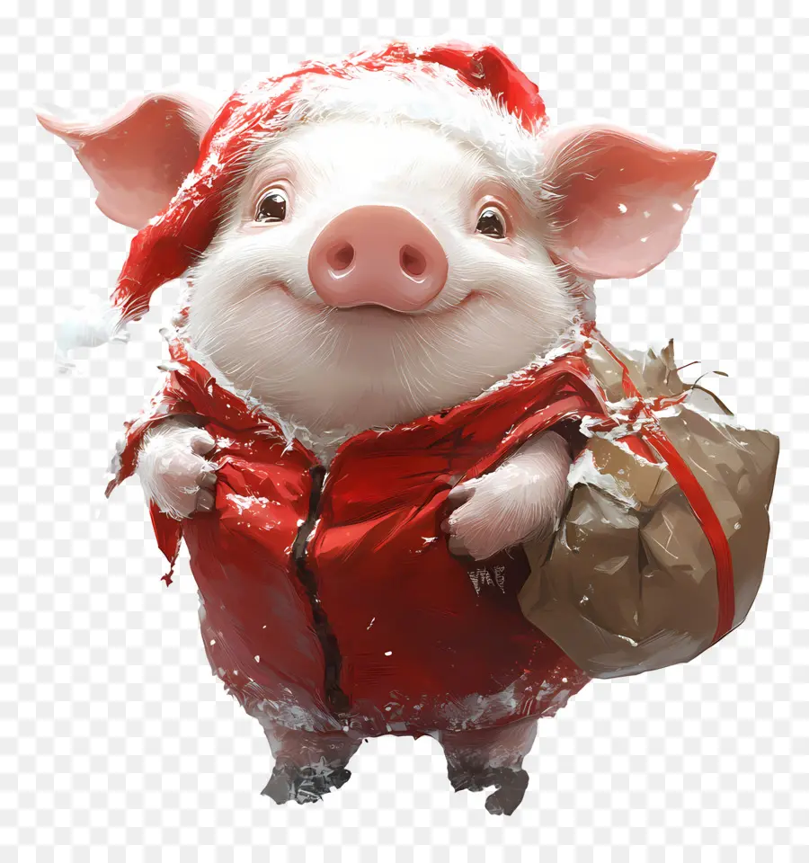 Cochon De Noël，Cochon Avec Chapeau De Père Noël PNG